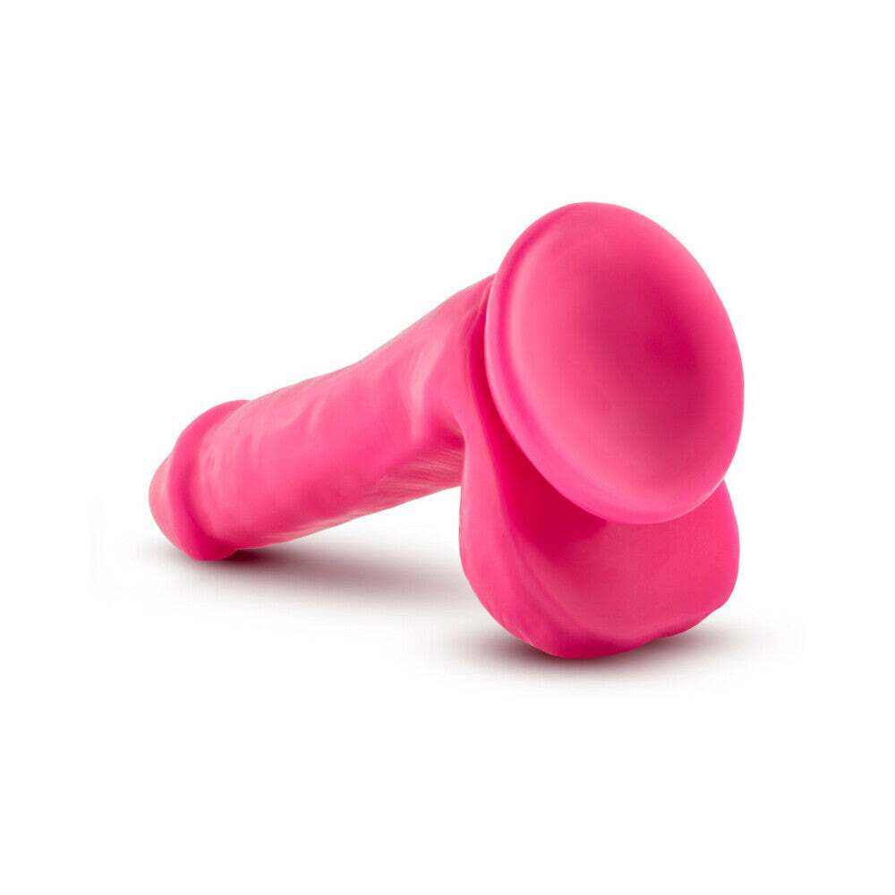 6 inch Dildo by Blush in Hot Pink Magenta Fuchsia shown for pegging Her or Him