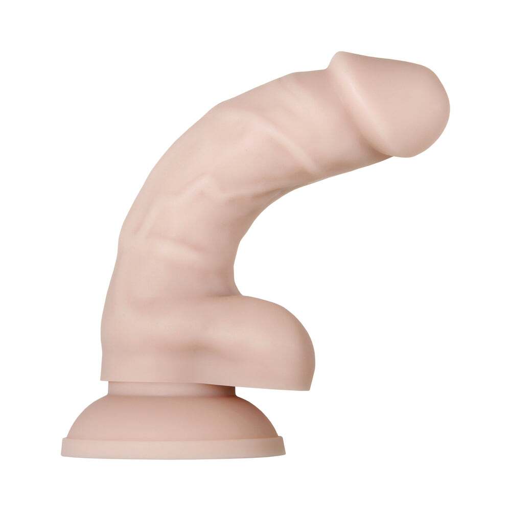 6 inch Dildo by Evolved in Vanilla Ivory Beige displayed for pegging Him or Her