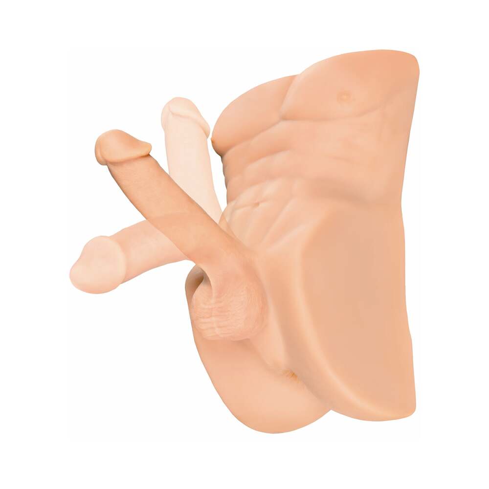 6 inch Dildo by PDX Brands in Vanilla Ivory Beige shown for pegging Her or Him