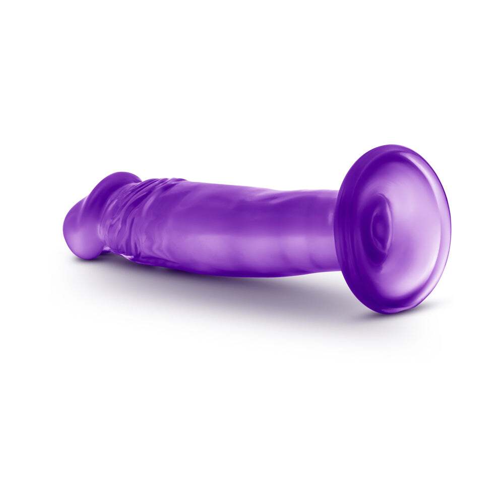 6.5 inch Dildo by Blush in Purple shown for pegging Her or Him