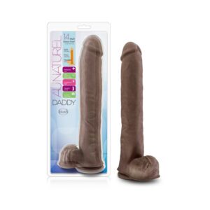 14 inch Dildo Blush Dark Brown Au Naturel Daddy Posable Dual Density with Balls