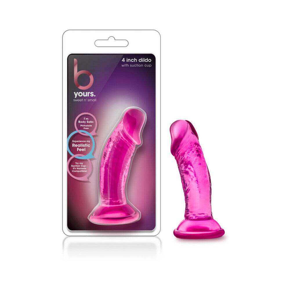 4 inch Dildo by Blush in Hot Pink Magenta Fuchsia shown for use by Her or Him
