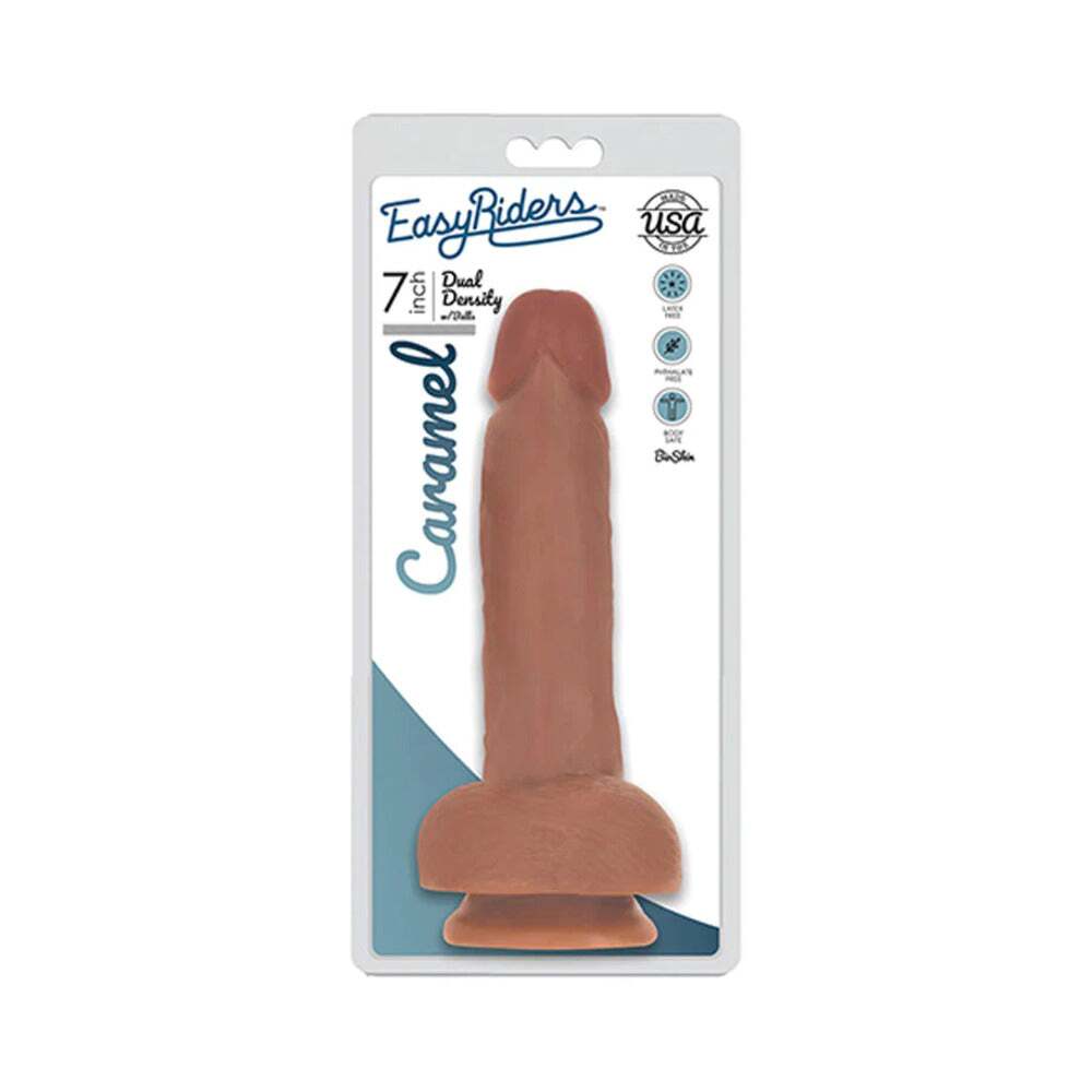 7 inch Dildo by Curve Novelties in Tan Light Brown Mocha shown for use by Her or Him