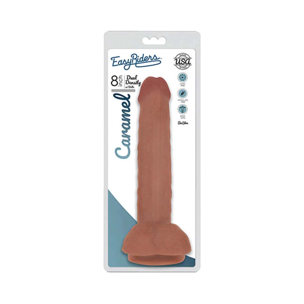 8 inch Dildo by Curve Novelties in Tan Light Brown Mocha shown for use by Her or Him
