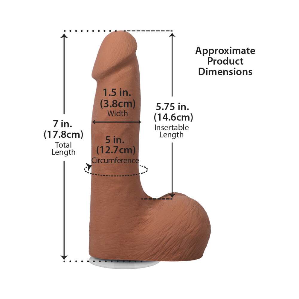7 inch Dildo by Doc Johnson in Tan Light Brown Mocha displayed for pegging Him or Her