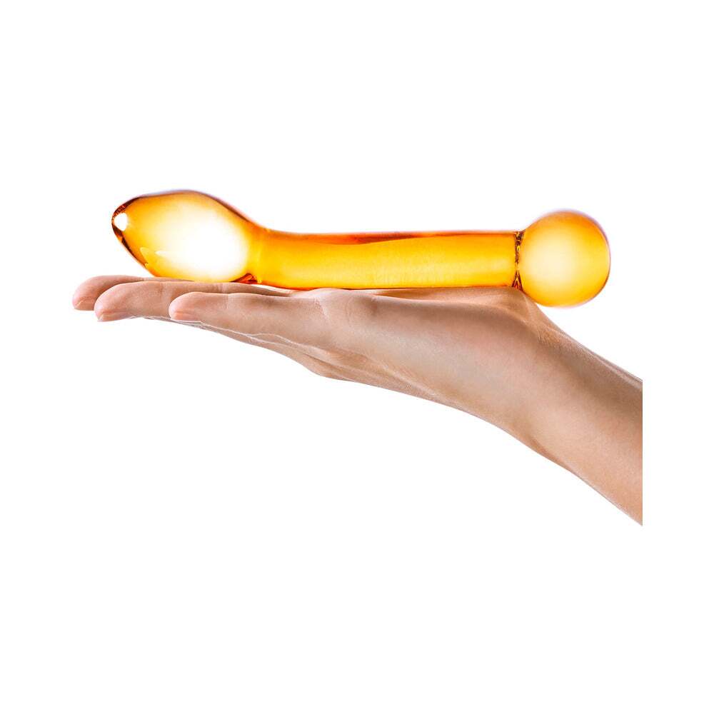 7 inch Dildo by Electric Eel in Gold shown for pegging Her or Him