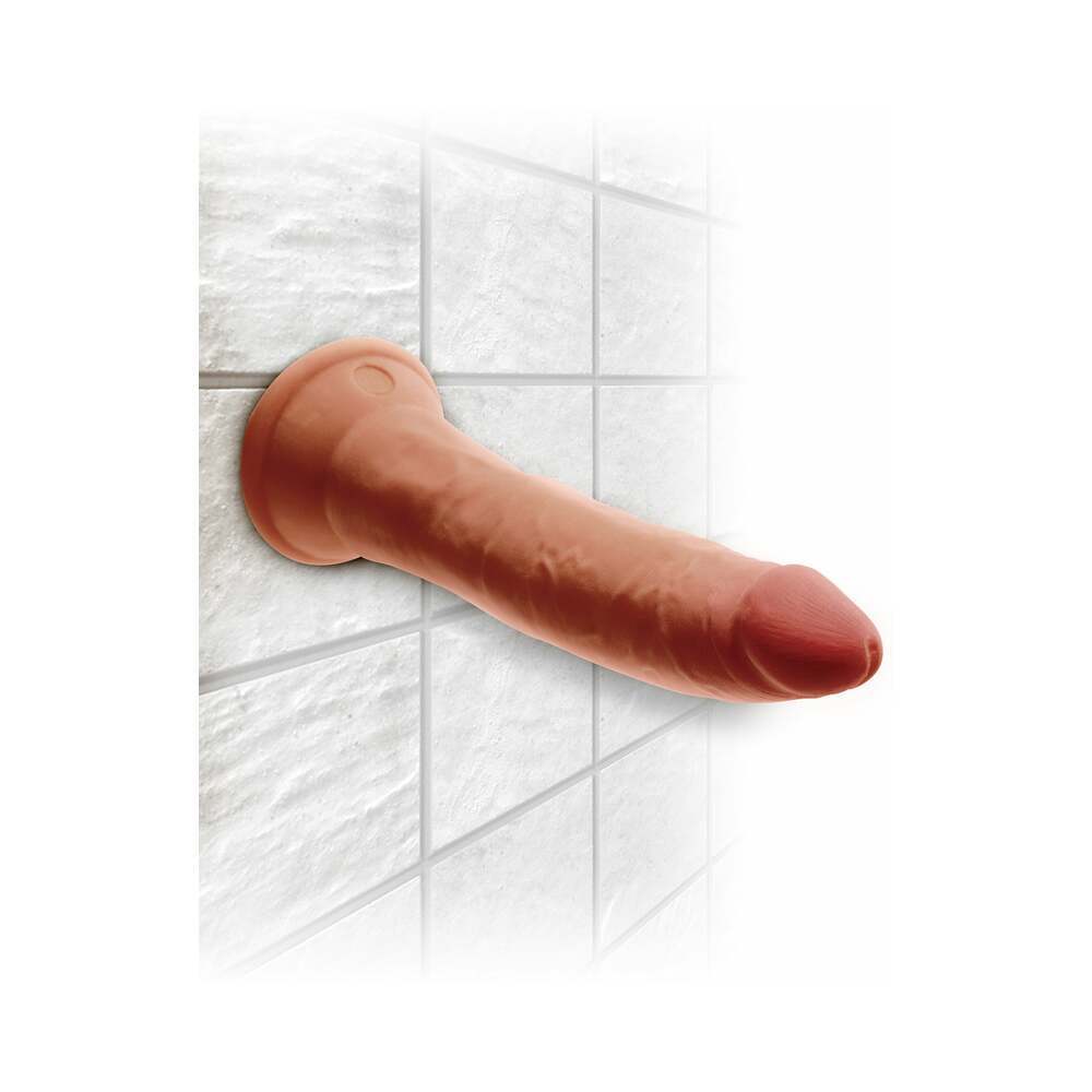 7 inch Dildo by Pipedream in Tan Light Brown Mocha displayed for pegging Him or Her
