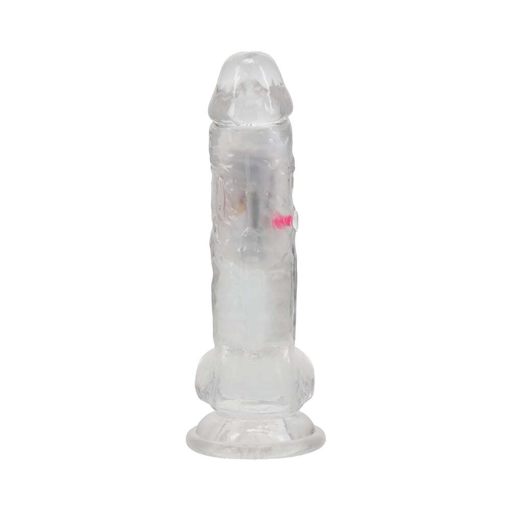 7 inch Dildo by Shots in Clear shown for pegging Her or Him