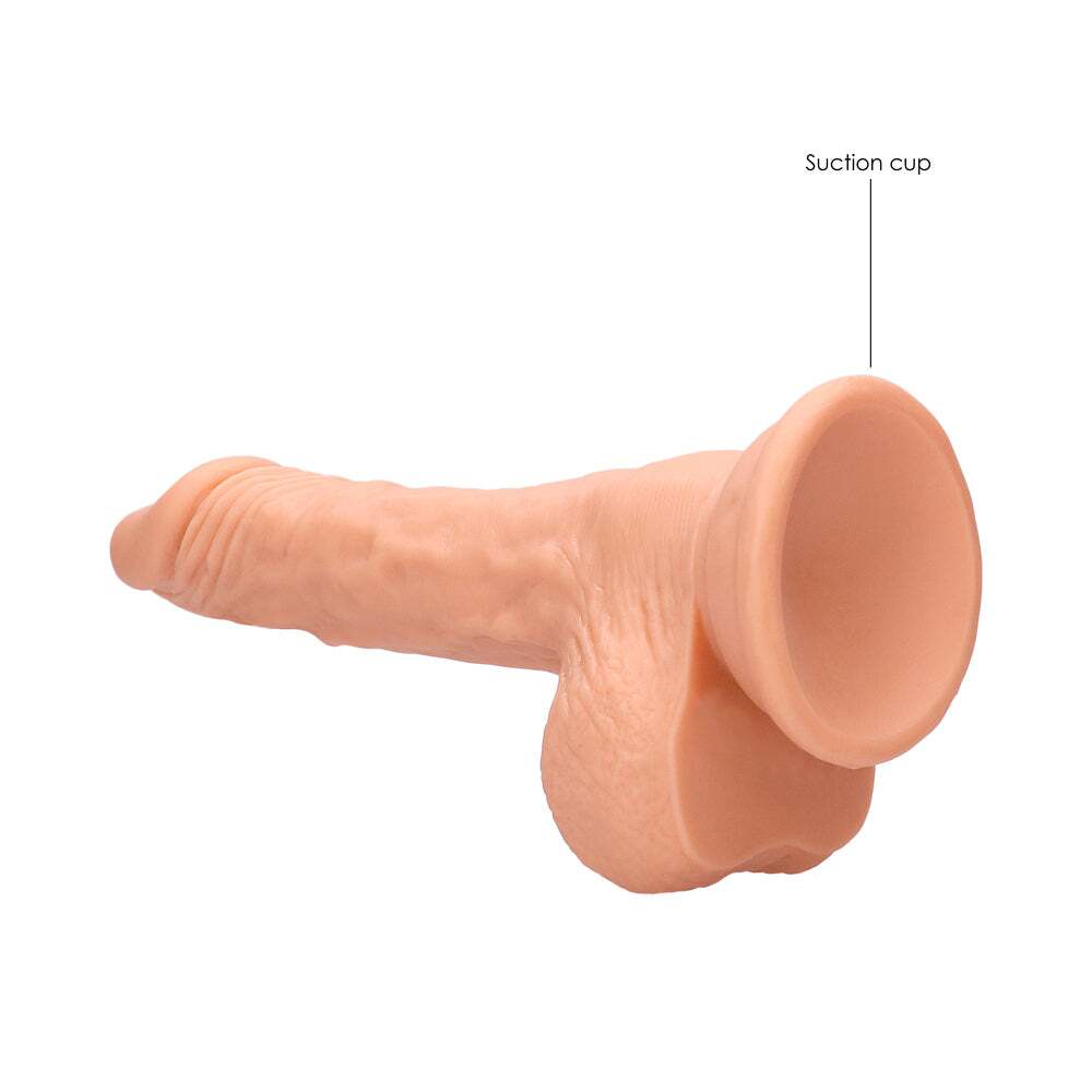 7 inch Dildo by Shots in Vanilla Ivory Beige shown for pegging Her or Him