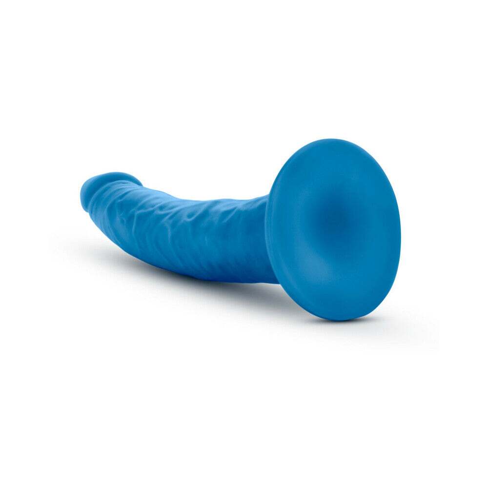 7.5 inch Dildo by Blush in Blue shown for pegging Her or Him