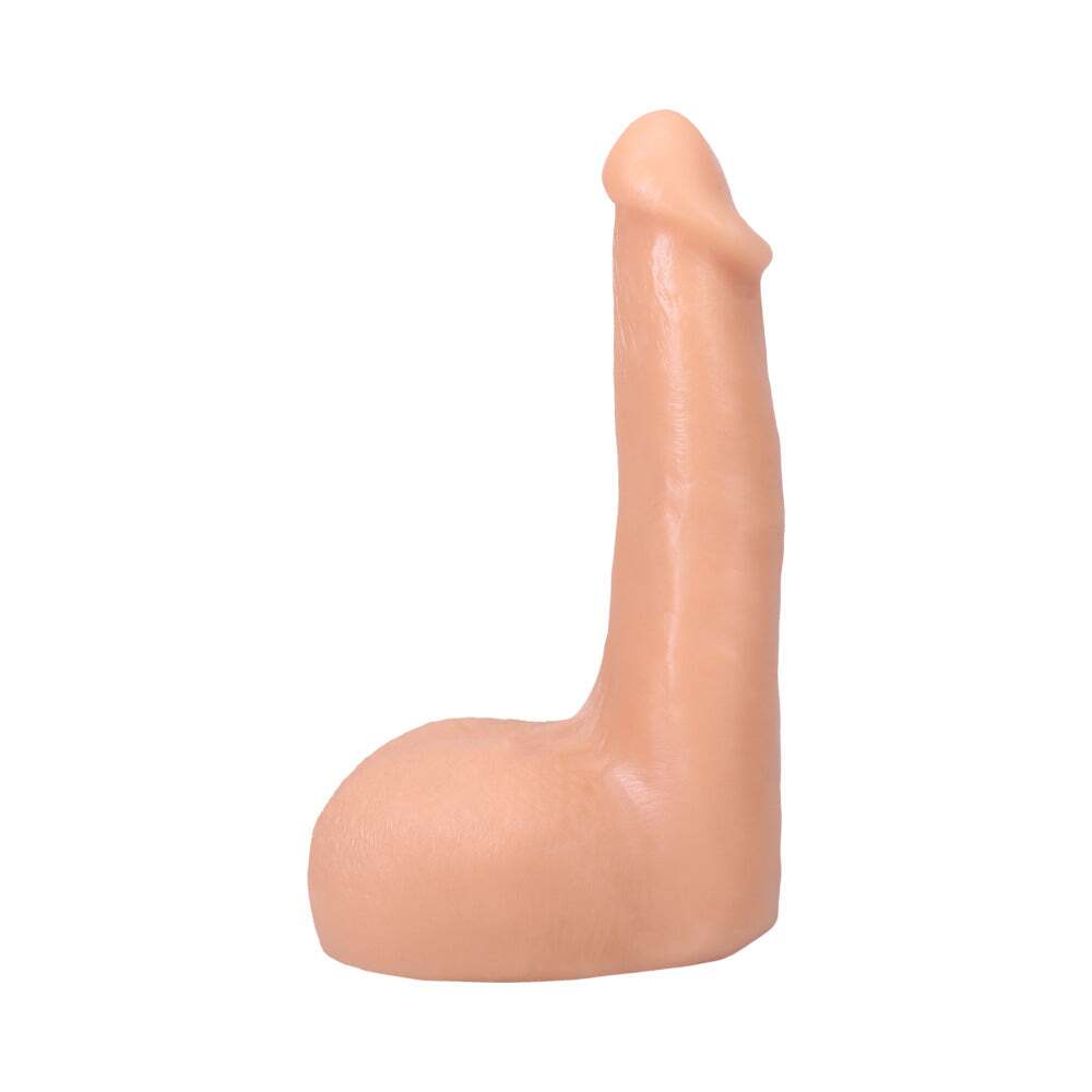7.5 inch Dildo by Doc Johnson in Vanilla Ivory Beige shown for pegging Her or Him