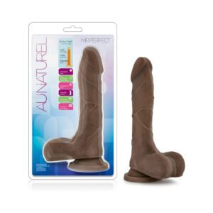 8.5 inch Dildo Blush Dark Brown Au Naturel Mister Perfect Posable Dual Density with Balls