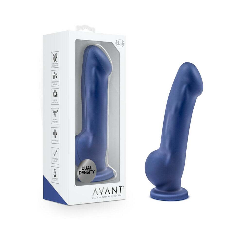 7.5 inch Dildo by Blush in Blue shown for use by Her or Him