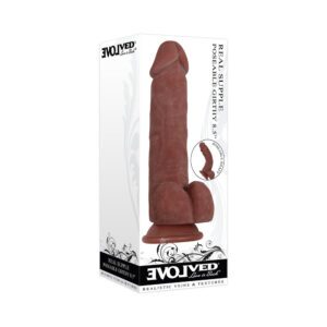 8.5 inch Dildo Evolved Brown Chocolate Cocoa Real Supple Girthy Poseable Realistic With Balls