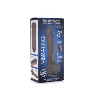 8 inch Dildo Curve Novelties Brown Chocolate Cocoa Curve Toys FLESHSTIXXX Rechargeable Posable Vibrating with Balls & Suction Cup