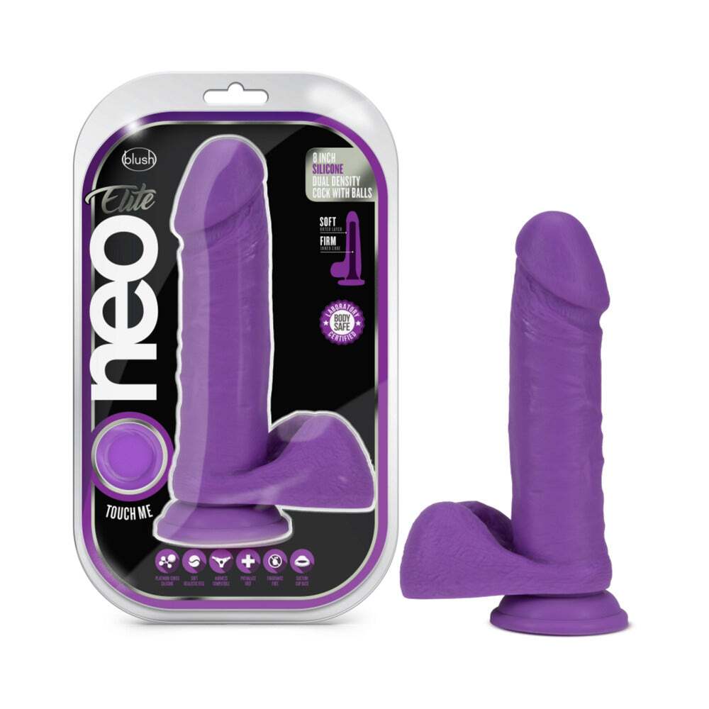 8 inch Dildo by Blush in Purple shown for use by Her or Him