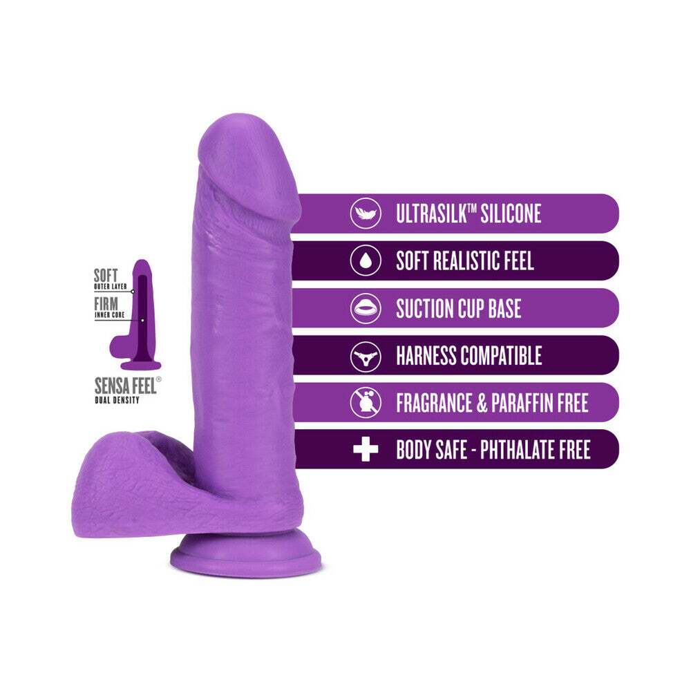 8 inch Dildo by Blush in Purple shown for pegging Her or Him