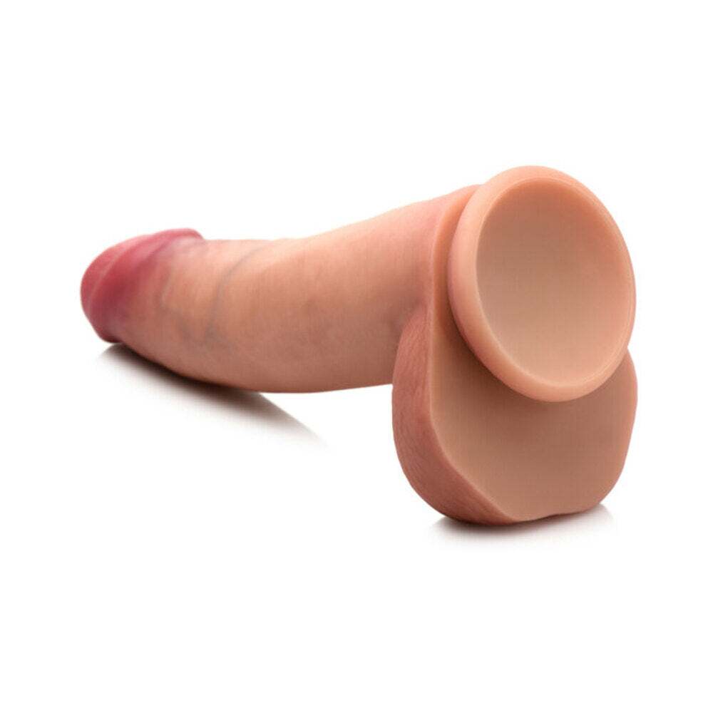 8 inch Dildo by Curve Novelties in Vanilla Ivory Beige displayed for pegging Him or Her