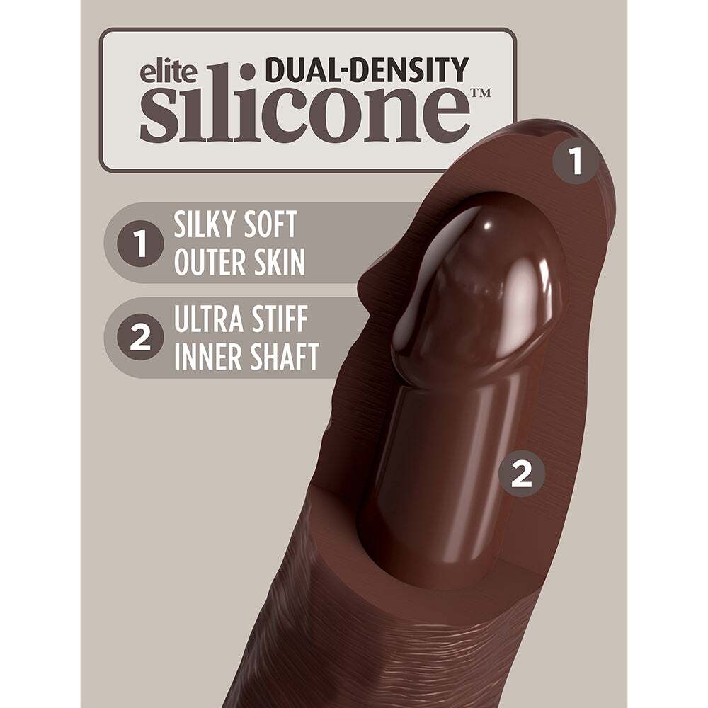 8 inch Dildo by Pipedream in Brown Chocolate Cocoa displayed for pegging Him or Her