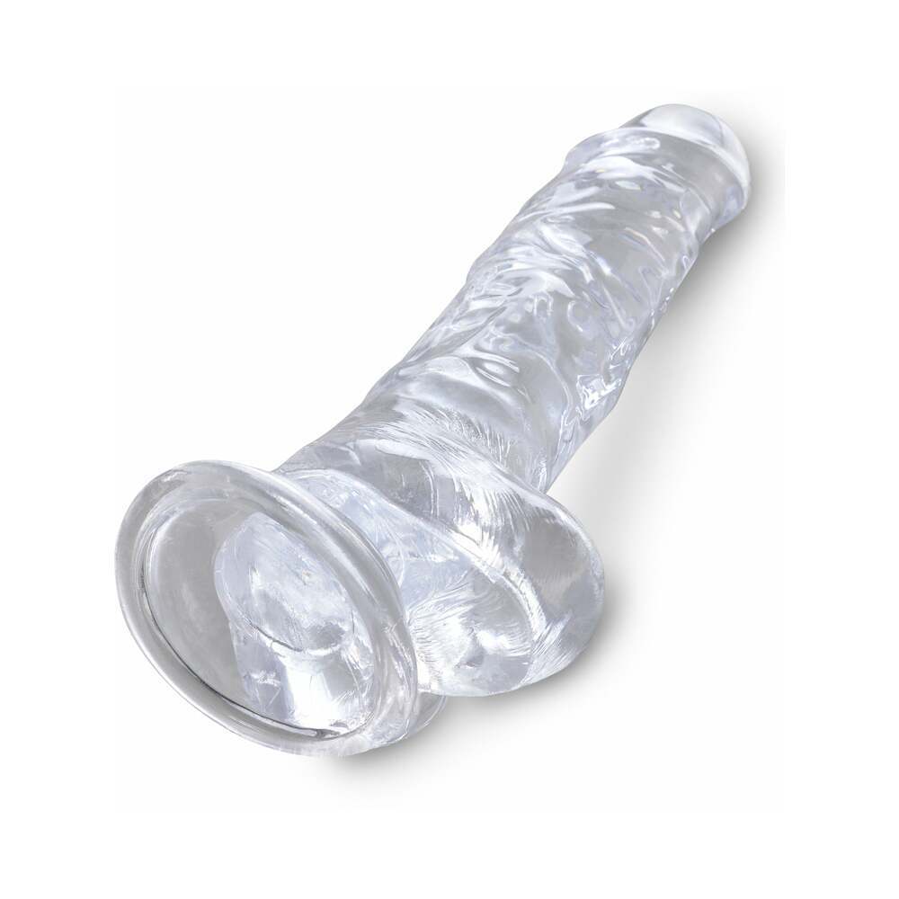 8 inch Dildo by Pipedream in Clear shown for pegging Her or Him