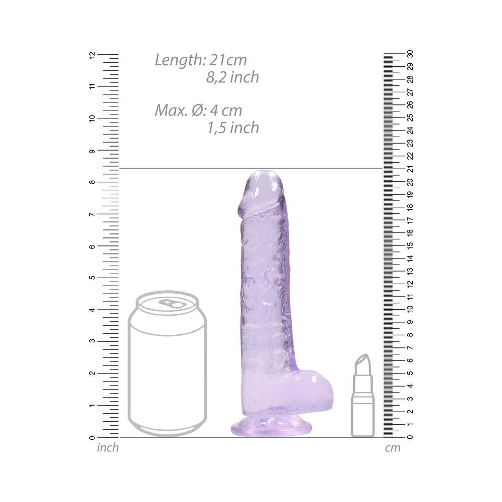 8 inch Dildo by Shots in Light Purple displayed for pegging Him or Her