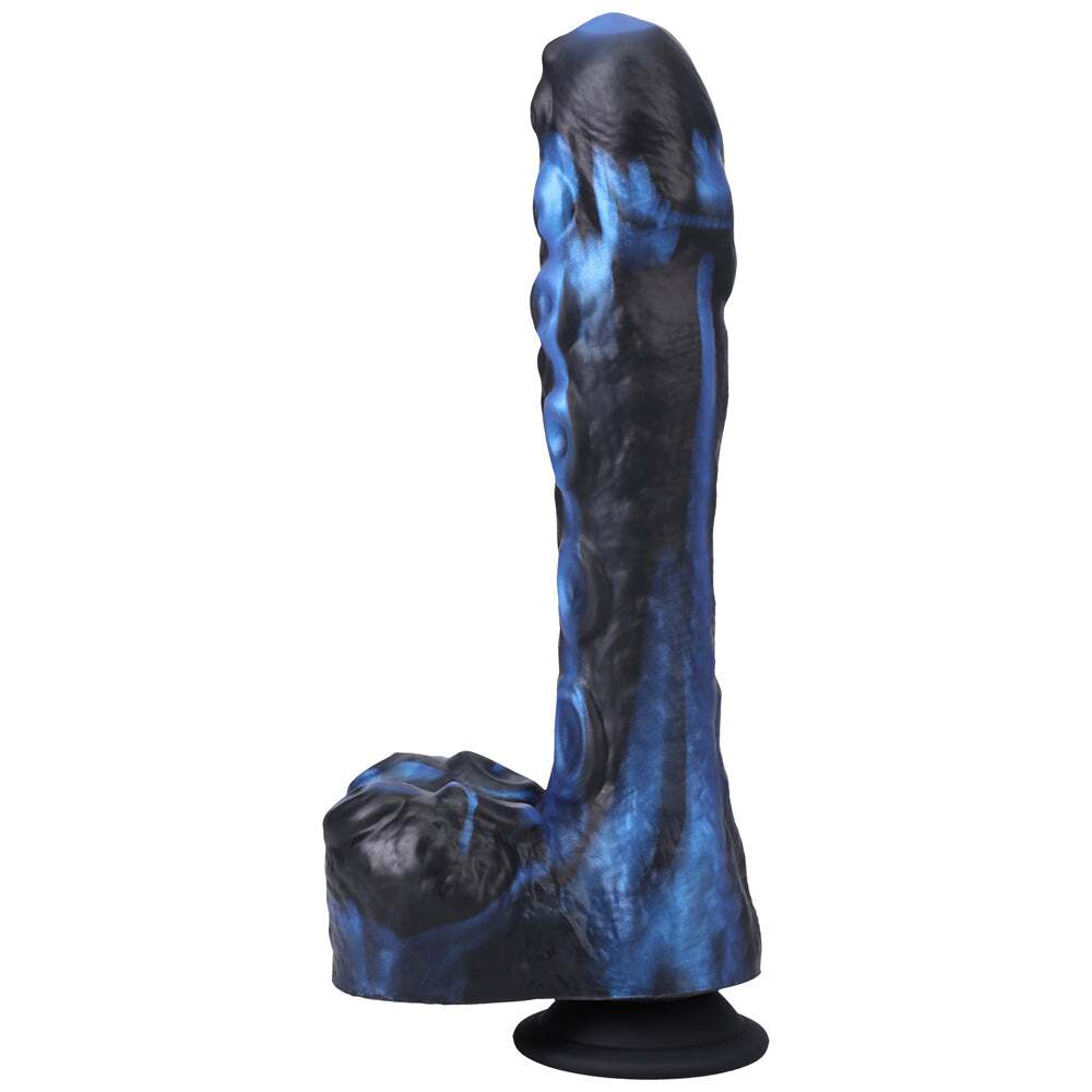 8.5 inch Dildo by Doc Johnson in Blue shown for pegging Her or Him