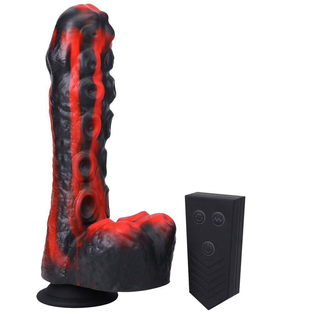 8.5 inch Dildo by Doc Johnson in Red displayed for pegging Him or Her