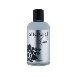 Bottle of 8.5 oz Water Based Lube Sliquid showing clean, lightweight formula