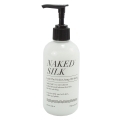 Bottle of 8.7 oz. Hybrid Lube Naked Silk showing water-silicone fusion formula