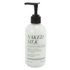 Bottle of 8.7 oz. Hybrid Lube Naked Silk showing water-silicone fusion formula