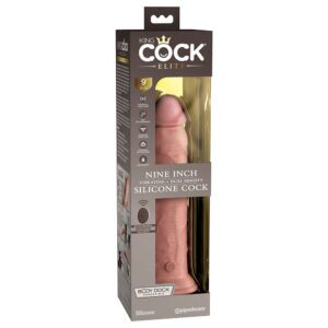 9 inch Dildo Pipedream Vanilla Ivory Beige King Cock Elite Vibrating Dual Density Silicone Realistic Beige