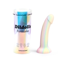 7 inch Dildo by Lovely Planet in Rainbow shown for use by Her or Him