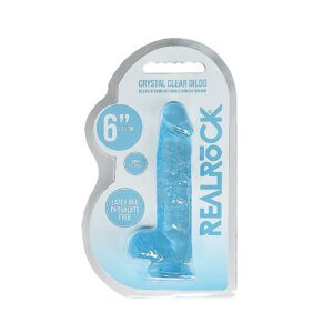 6 inch Dildo Shots Blue RealRock Crystal Realistic With Balls and Suction Cup