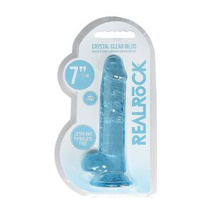7 inch Dildo Shots Blue RealRock Crystal Realistic With Balls and Suction Cup