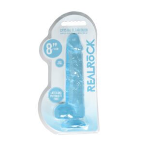 8 inch Dildo Shots Blue RealRock Crystal Realistic With Balls and Suction Cup
