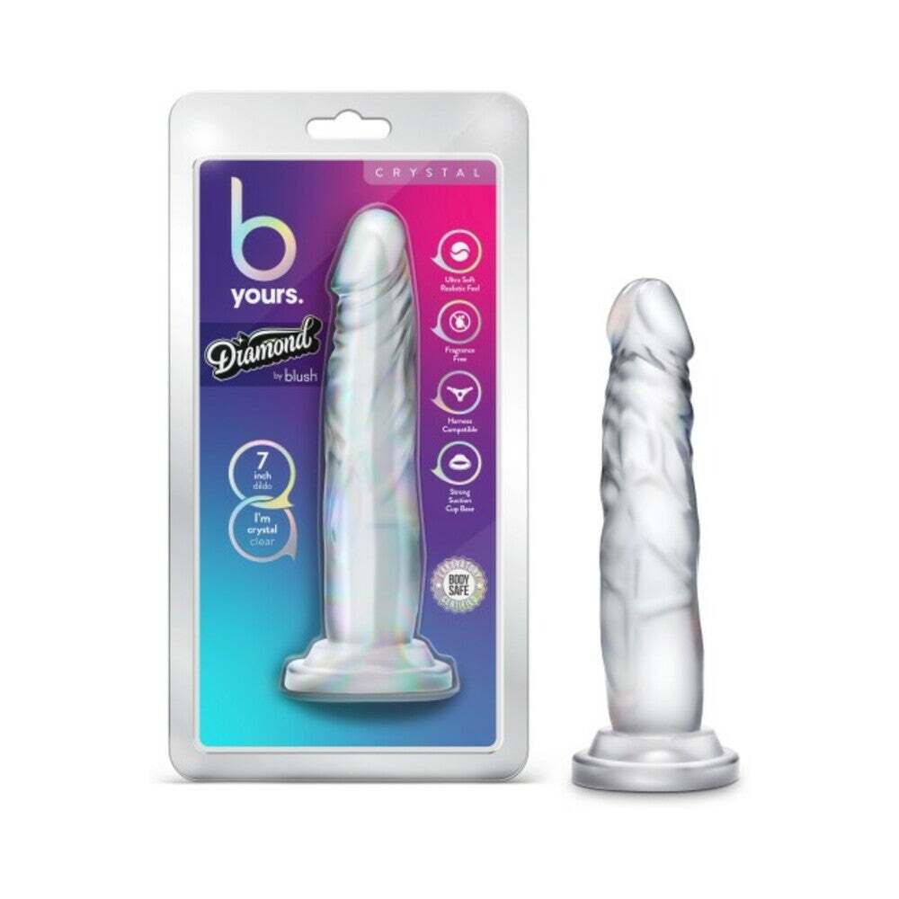 7 inch Dildo by Blush in Clear shown for use by Her or Him