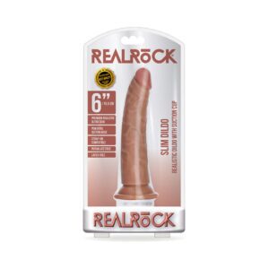 6 inch Dildo Shots Tan Light Brown Mocha RealRock Realistic Slim With Suction Cup