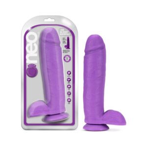 11 inch Dildo Blush Purple Neo Dual Density with Balls Neon