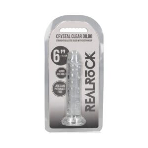 6 inch Dildo Shots Clear RealRock Crystal Straight Without Balls