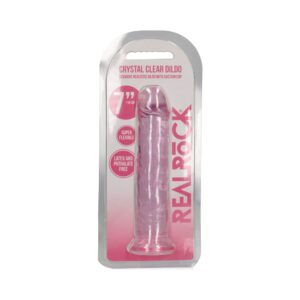 7 inch Dildo Shots Light Pink RealRock Crystal Straight Without Balls