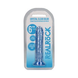 6 inch Dildo Shots Blue RealRock Crystal Straight Without Balls