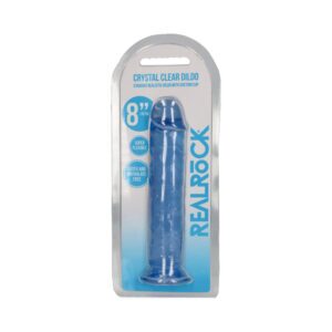 8 inch Dildo Shots Blue RealRock Crystal Straight Without Balls