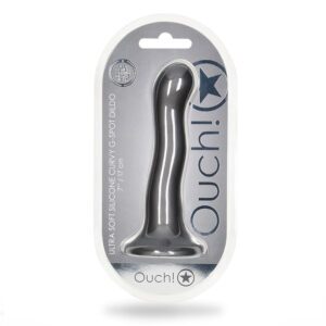 7 inch Dildo Shots Gray Ouch! Ultra Soft Silicone Curvy G Spot Gunmetal