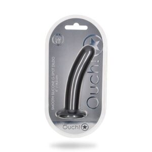 6 inch Dildo Shots Gray Ouch! Smooth Silicone G Spot Gunmetal