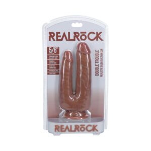 5 inch Dildo Shots Tan Light Brown Mocha RealRock Double Trouble