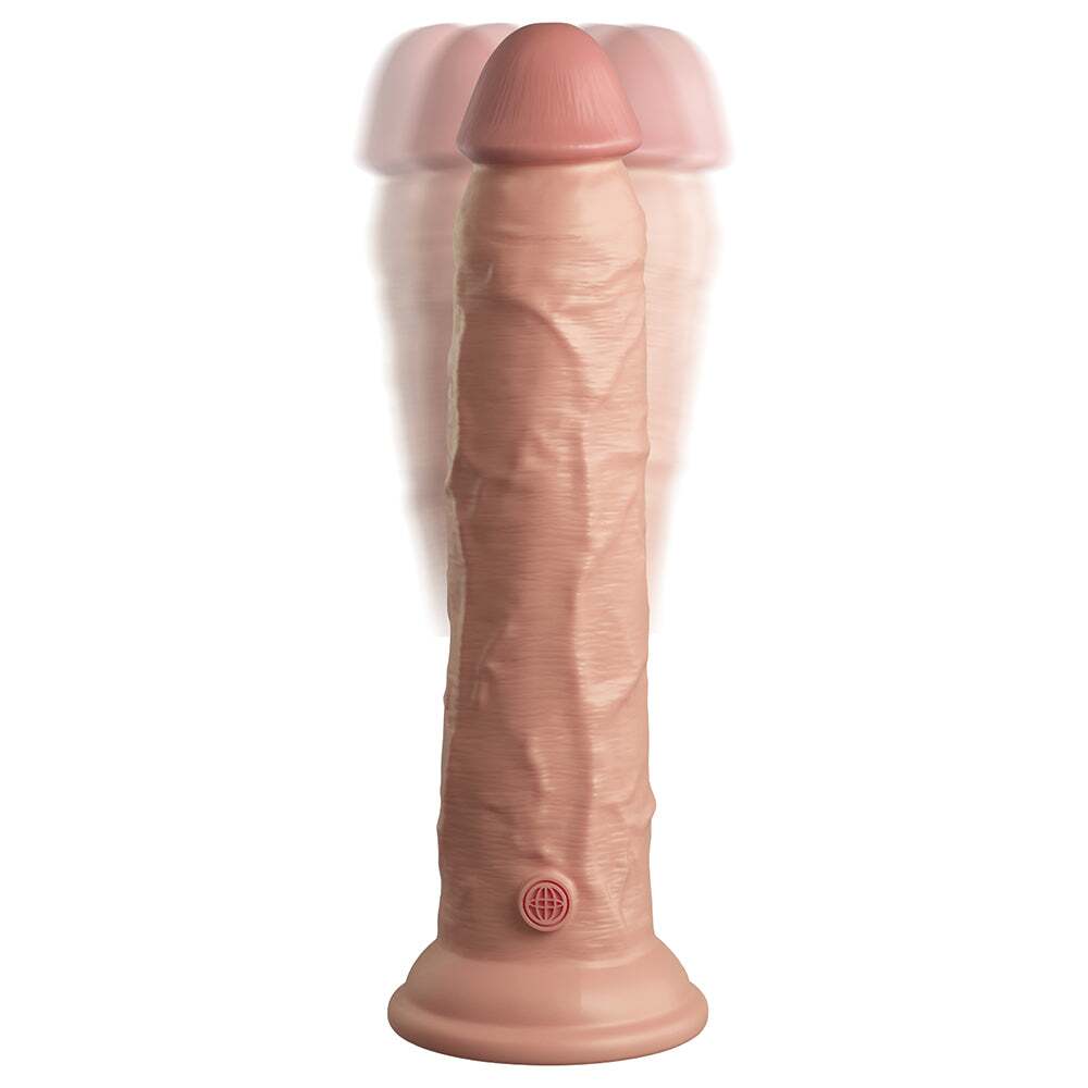 9 inch Dildo by Pipedream in Vanilla Ivory Beige shown for pegging Her or Him
