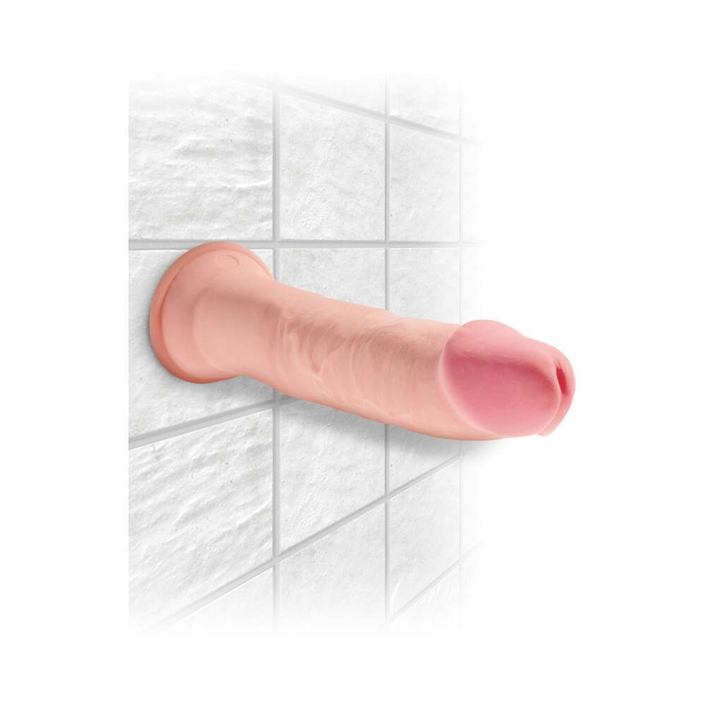 9 inch Dildo by Pipedream in Vanilla Ivory Beige displayed for pegging Him or Her