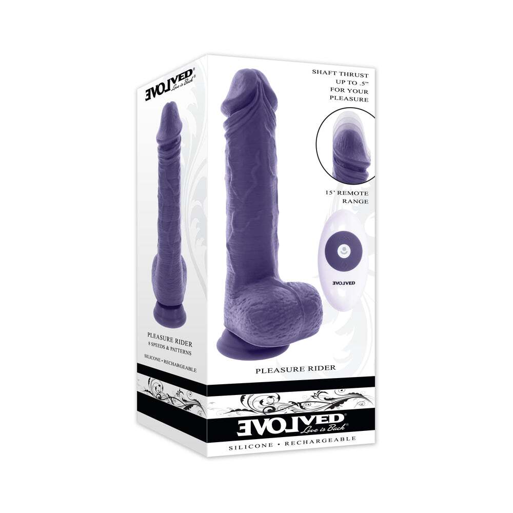 Dildo by Evolved in Purple shown for use by Her or Him