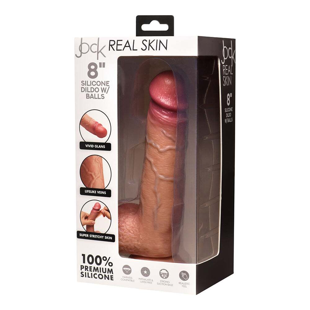 8 inch Dildo by Curve Novelties in Tan Light Brown Mocha shown for use by Her or Him