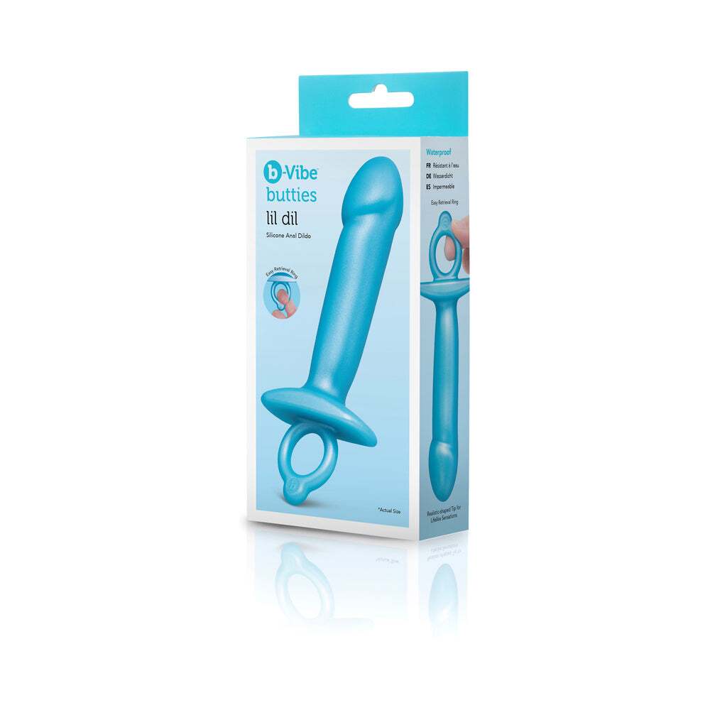Dildo by b-Vibe in Blue shown for use by Her or Him